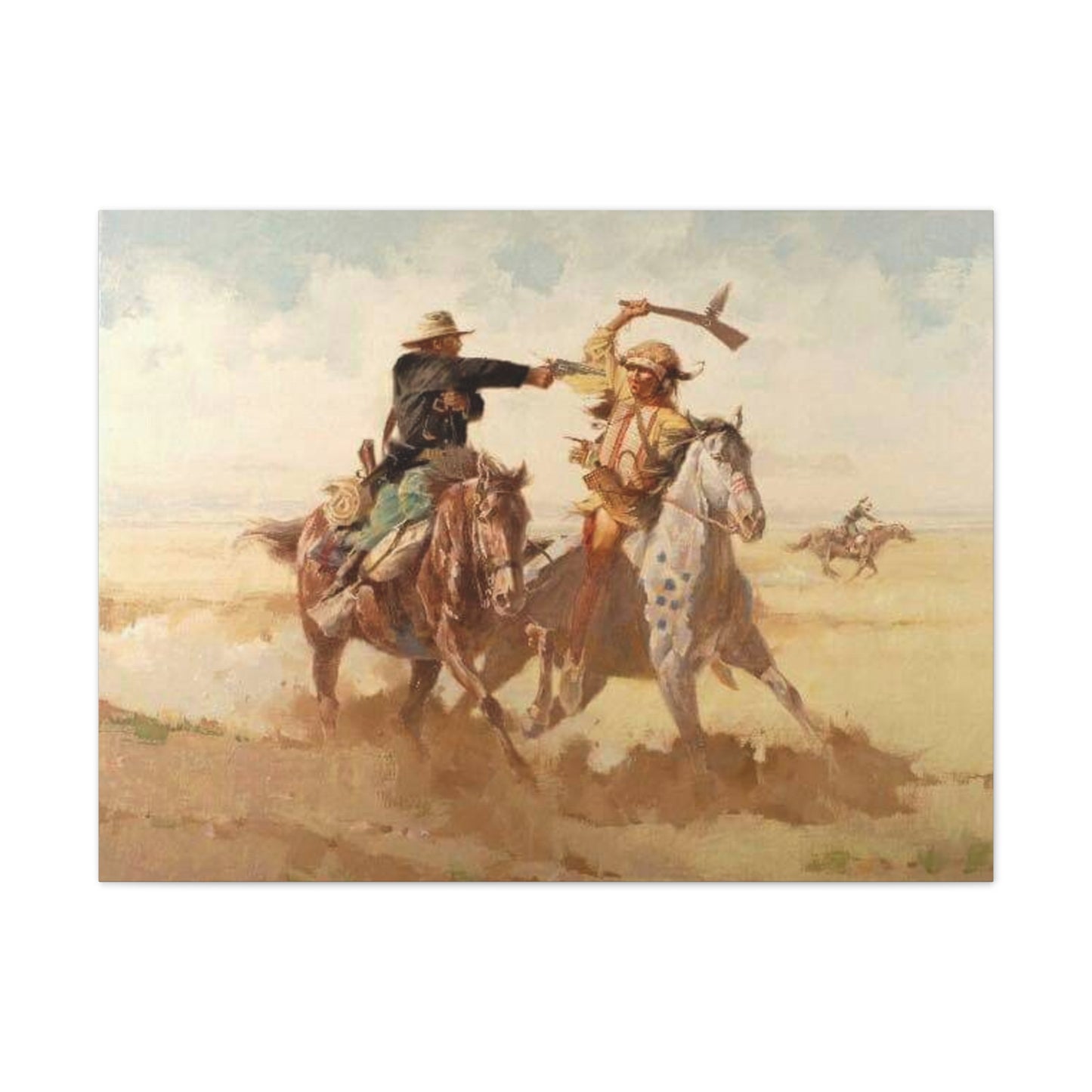 Cowboys And Indians AMERICAN History Western 40x30 Canvas Stretched, 0.75"