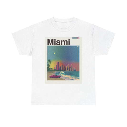 Miami Skyline Retro Graphic T Shirt Cotton Tee Apparel New
