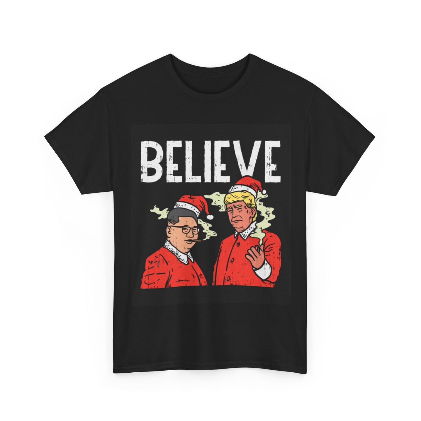 Believe Tshirt Funny Trump Weed and Christmas graphic Unisex Heavy Cotton Tee