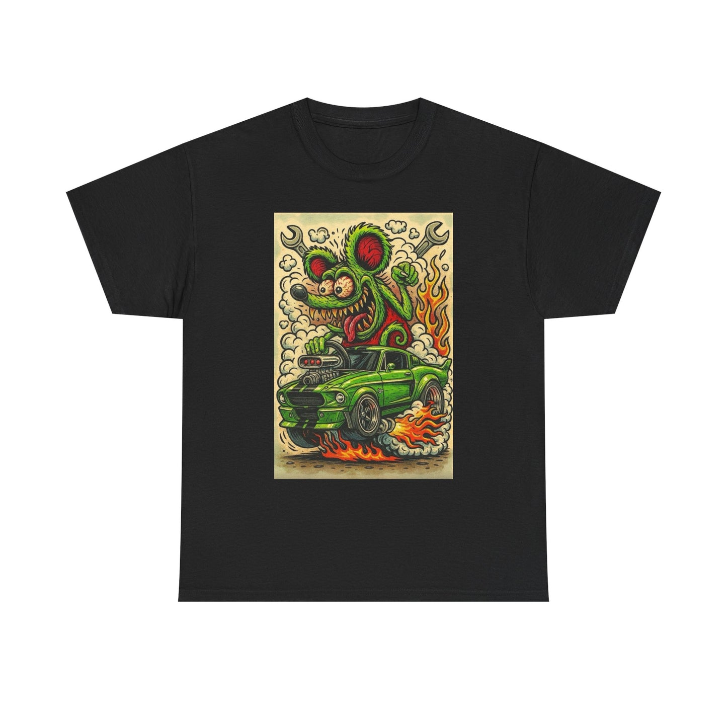 Rat Fink Mustang Graphic T Shirt NEW Unisex Heavy Cotton Tee