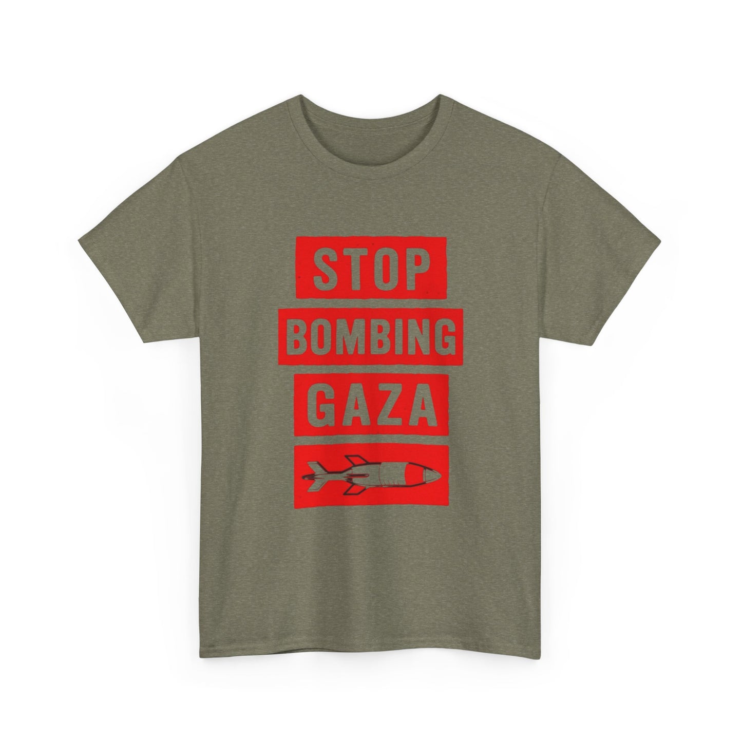 Stop Bombing Gaza Graphic T Shirt Unisex Heavy Cotton Tee NEW