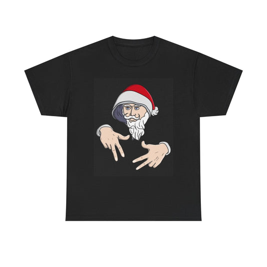 Thug Santa Graphic T Shirt Funny Holidays Christmas Unisex Heavy Cotton Tee