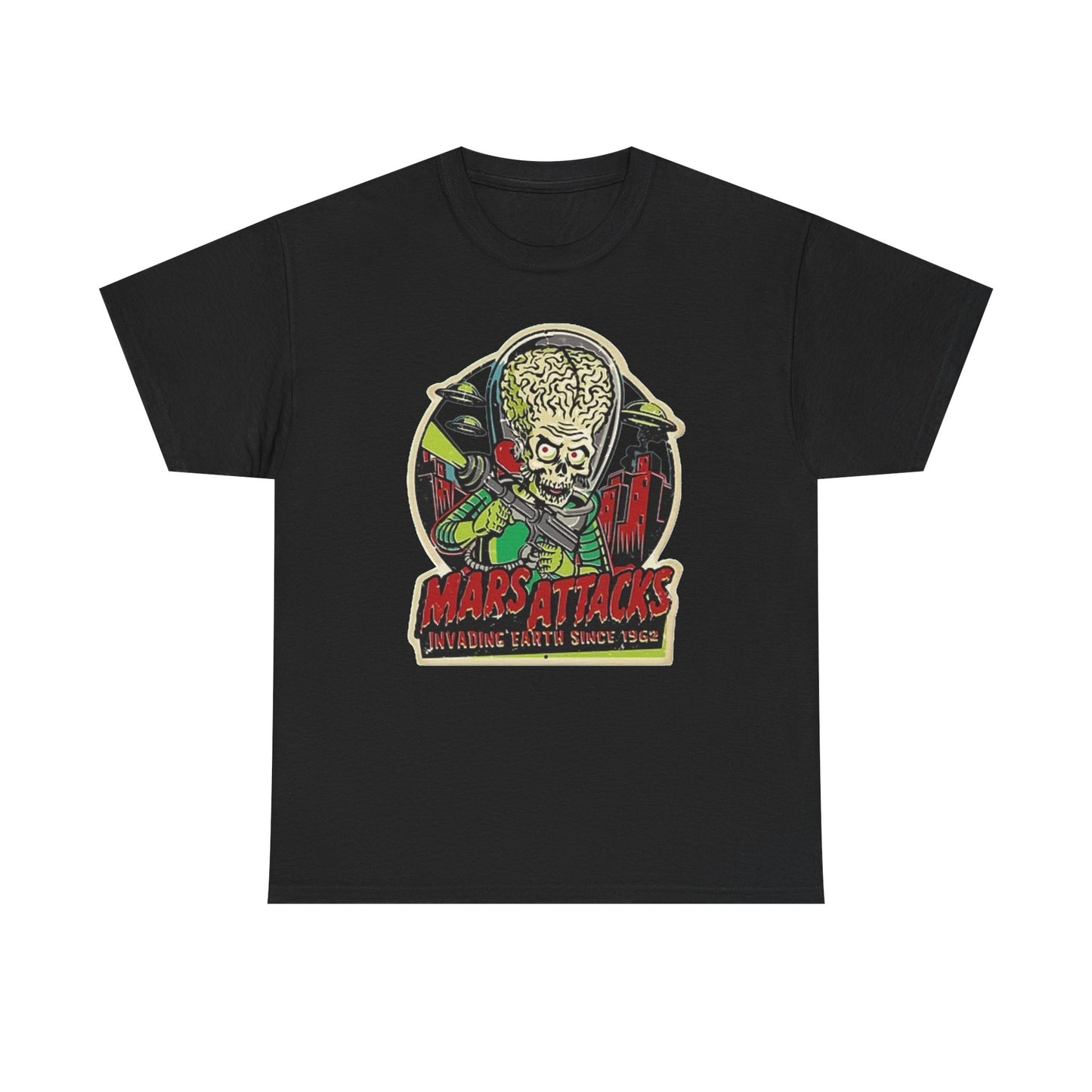 Mars Attacks Graphic T Shirt Aliens Outer Space Unisex Heavy Cotton Tee