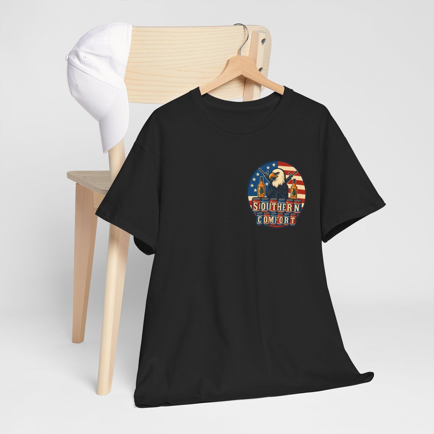 Southern Comfort Graphic T Shirt American Flag-USA-Bald Eagle-Beers-Guns-Whiskey
