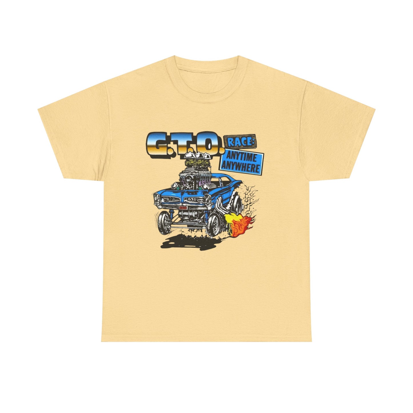 Pontiac GTO Race Anytime Vintage Graphic T Shirt NEW Unisex Heavy Cotton Tee
