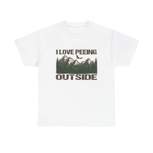 I Love Peeing Outside Funny Camping Graphic T Shirt Men's  Heavy Cotton Tee