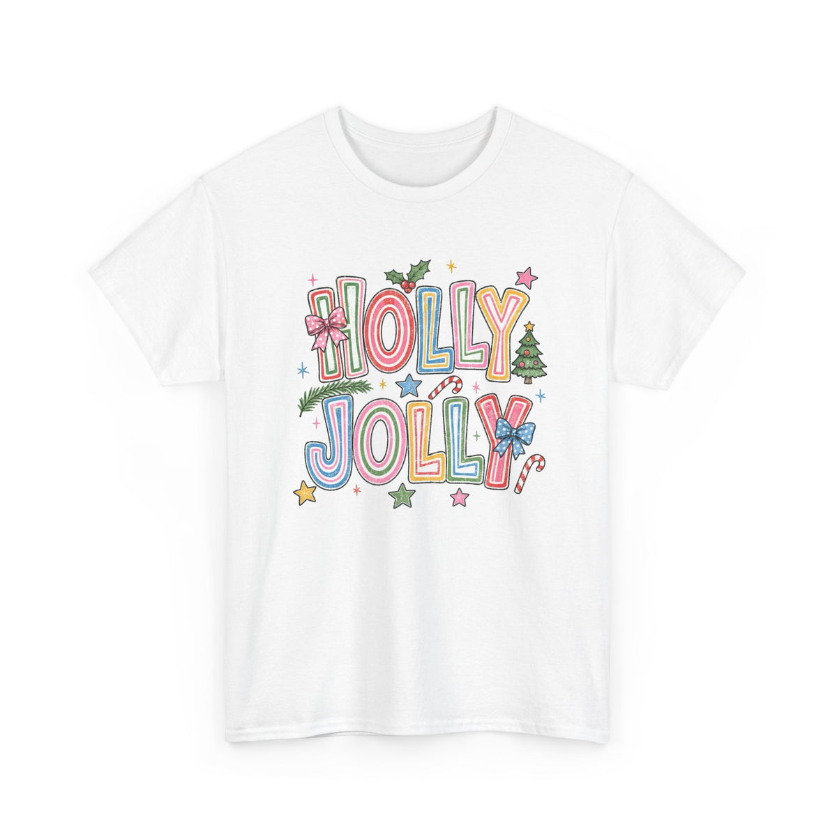 Holly Jolly Christmas Lettering Tee Men's Graphic T Shirt