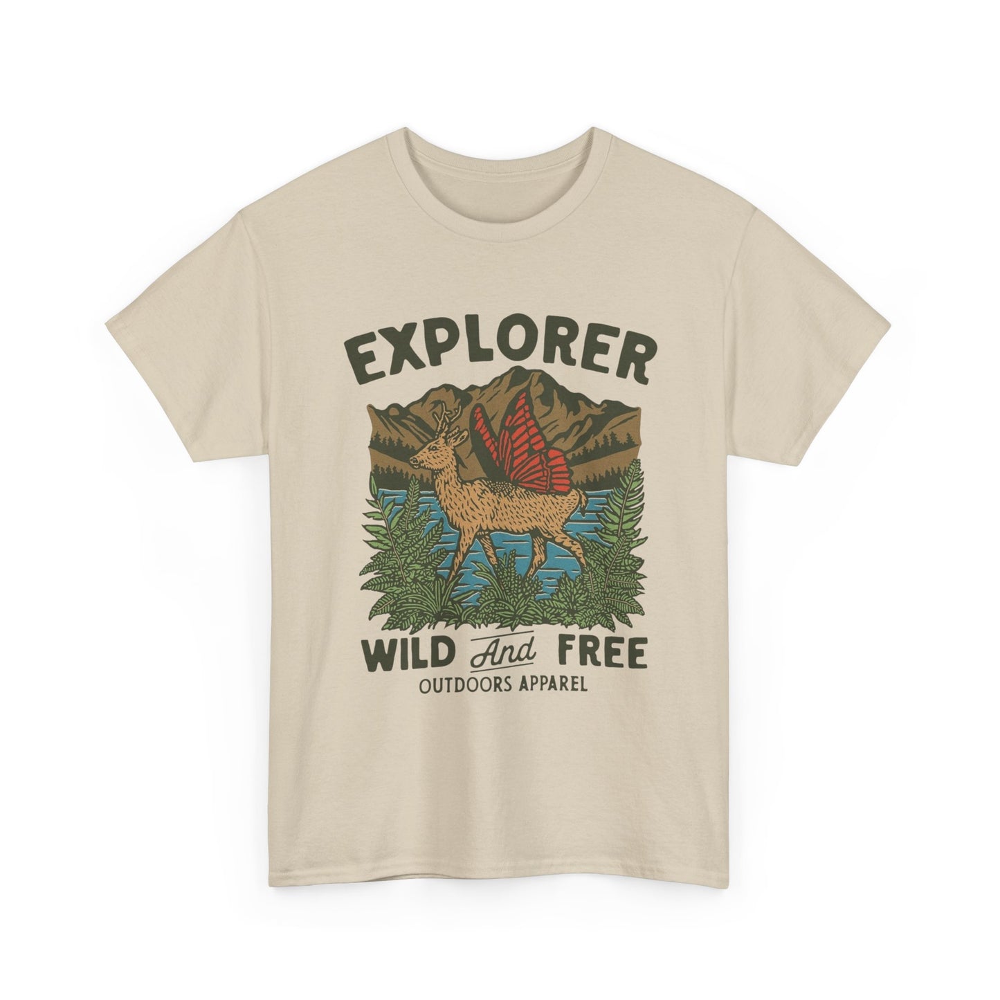 Explorer Wild And Free Graphic T Shirt Unisex Heavy Cotton Tee
