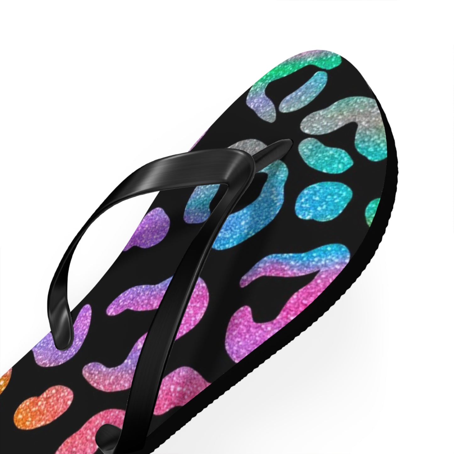 Glitter Cheetah Beach Sandals, Slides for Summer, Flip Flops, Water Resistant