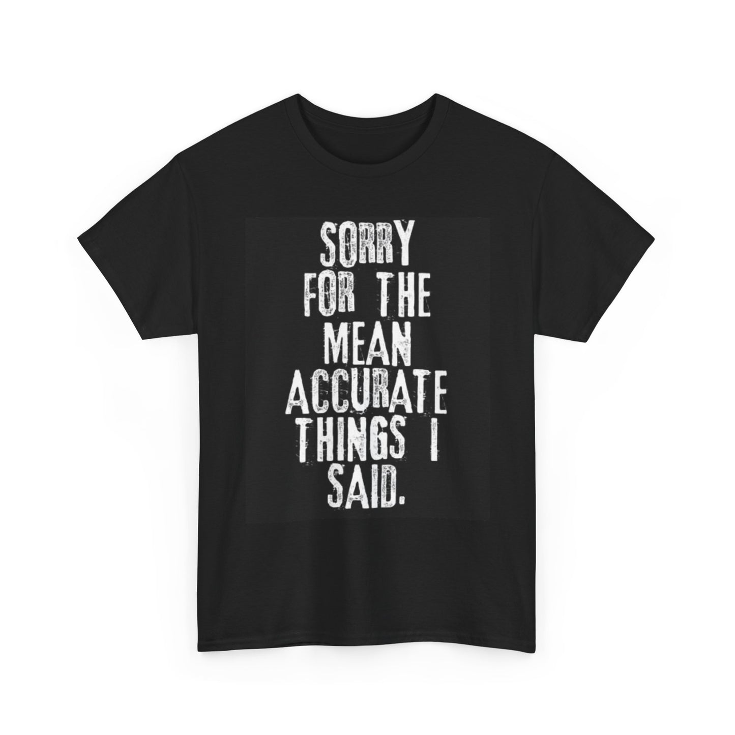 Sorry For The Mean Things I Said Graphic T Shirt Funny Joke Unisex Heavy Cotton