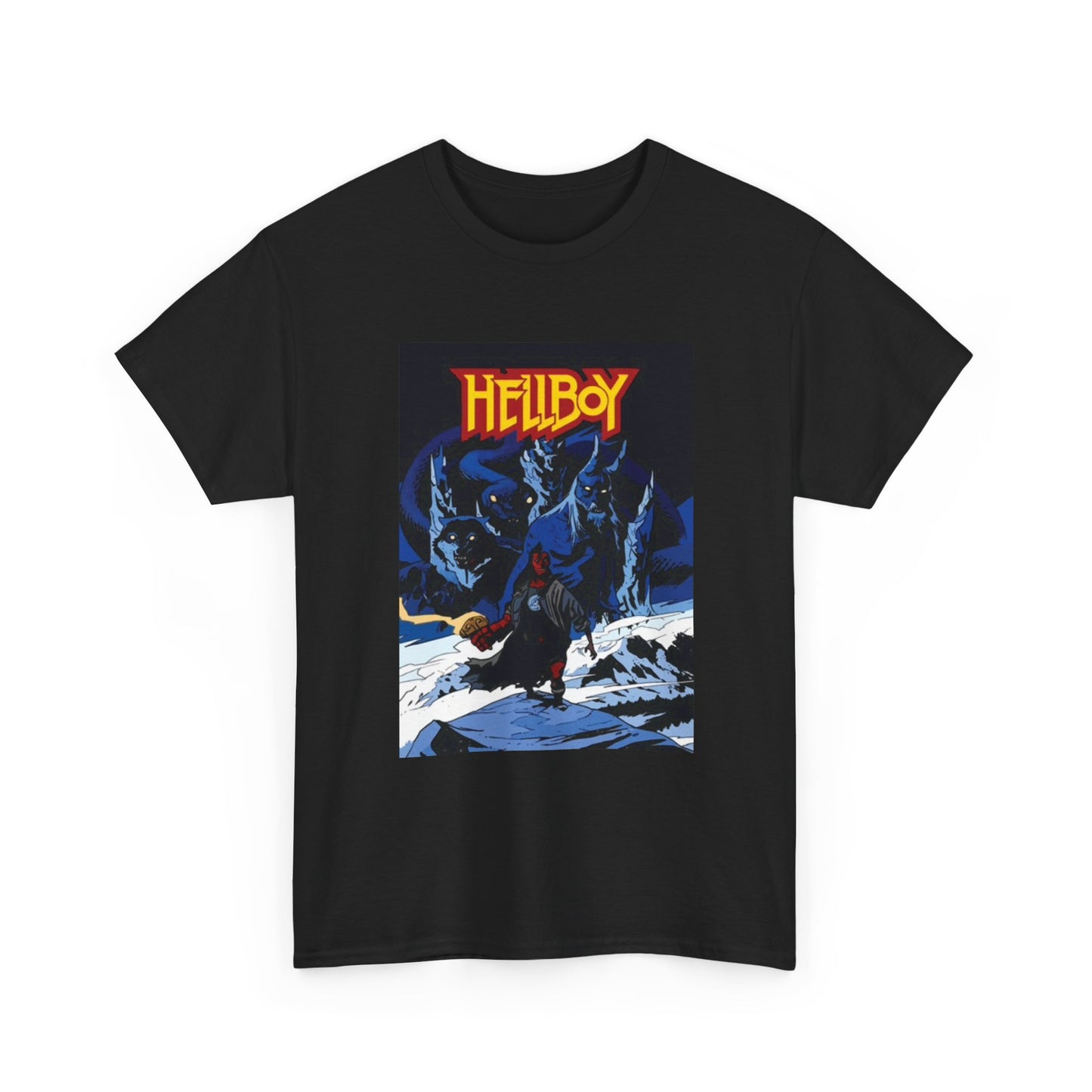 Hellboy Movie Poster Shirt Retro Cartoon Graphic Unisex Heavy Cotton Tee