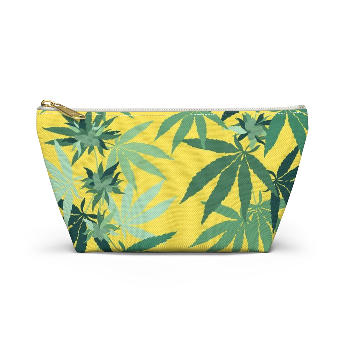 Yellow Weed Leaf All Over print Bag Accessory Pouch w T-bottom