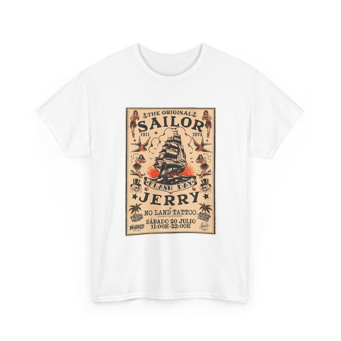 Sailor Jerry Tshirt Vintage Navy Tattoos Sailor Retro Unisex Heavy Cotton Tee