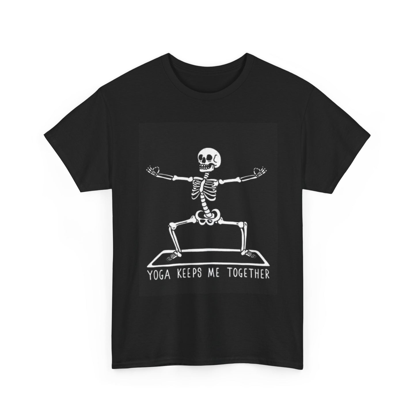 Yoga Keeps Me Together Graphic T Shirt Funny Skeleton Unisex Heavy Cotton Tee