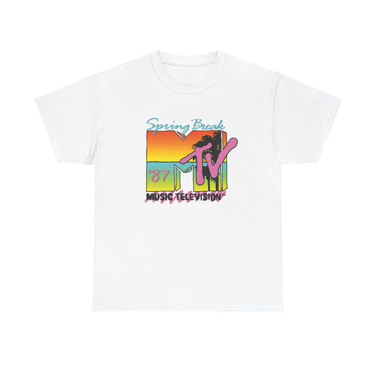 MTV Spring Break 1987 Shirt Vintage Beach Summer Graphic Unisex Heavy Cotton Tee