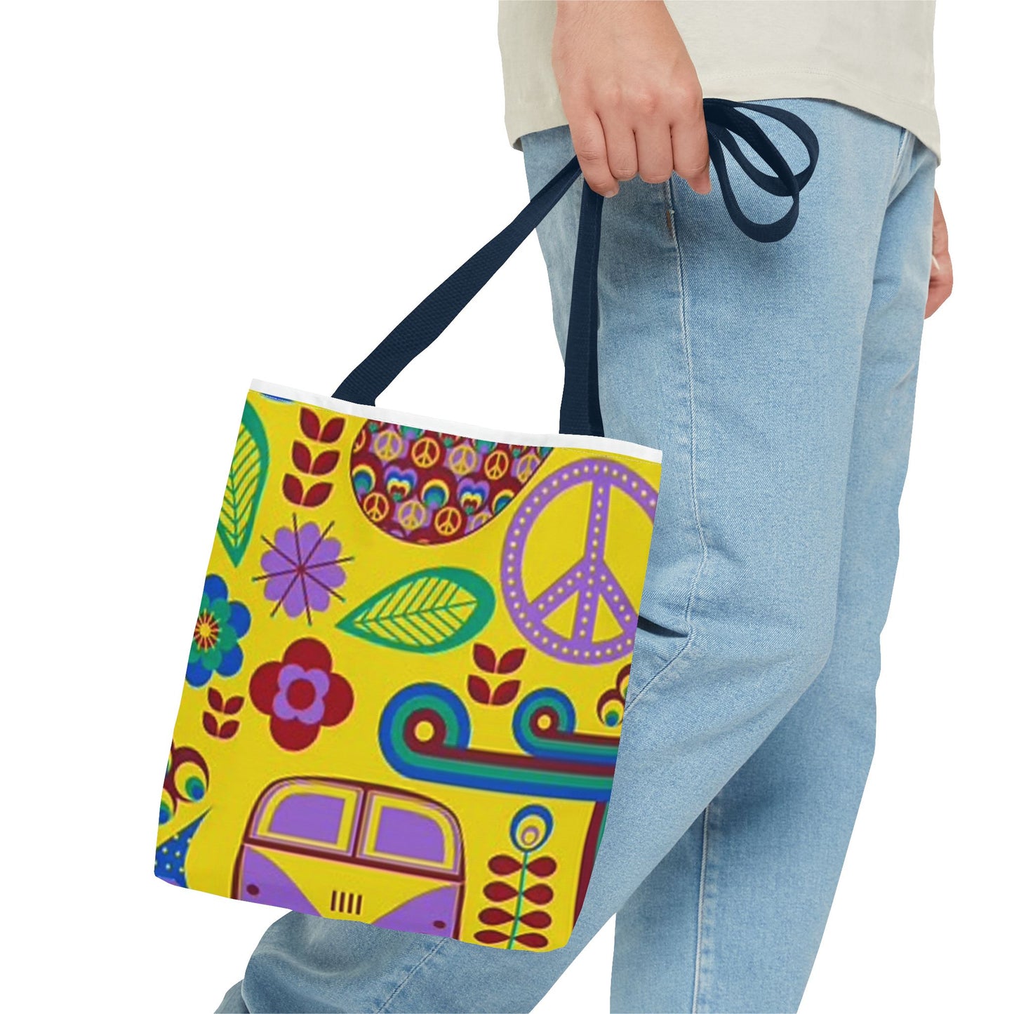 Peace And Love Multi Color BRAND NEW MODERN Tote Bag (AOP)