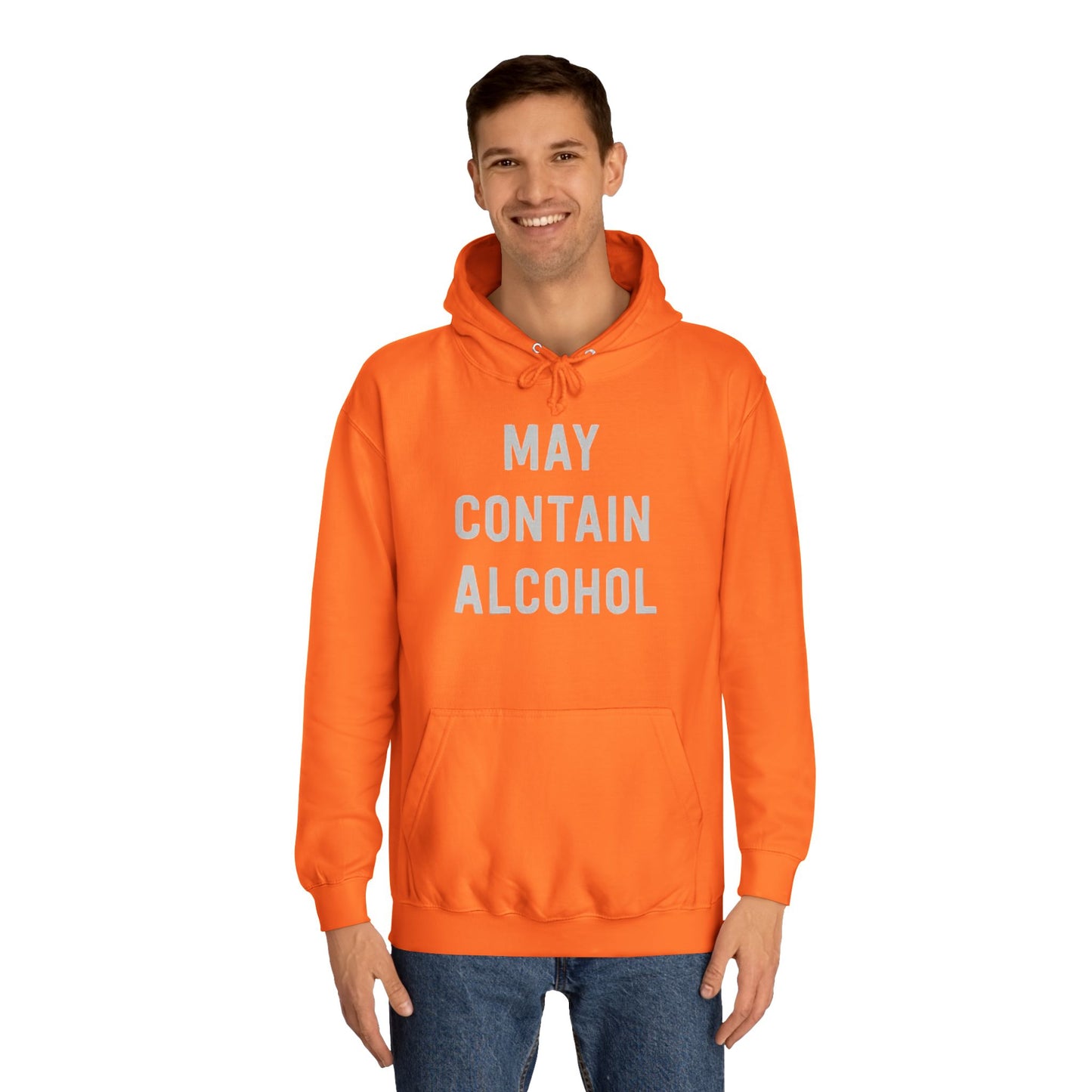 May Contain Alcohol Graphic Funny Hoodie Joke Gift Beers Unisex College Hoodie