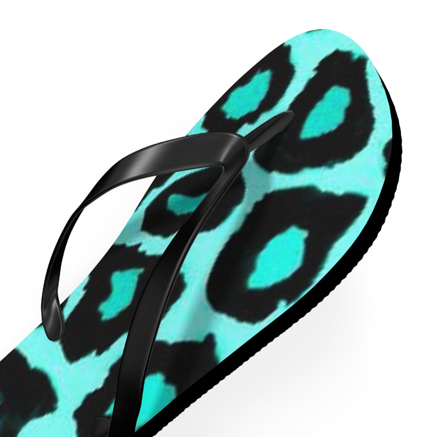 Turquoise Cheetah Beach Sandals, Slides for Summer, Flip Flops, Water Resistant
