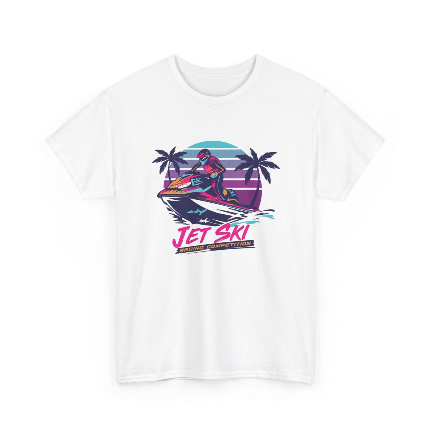 Jet Ski Graphic T Shirt Retro Neon Art Vintage Unisex Heavy Cotton Tee