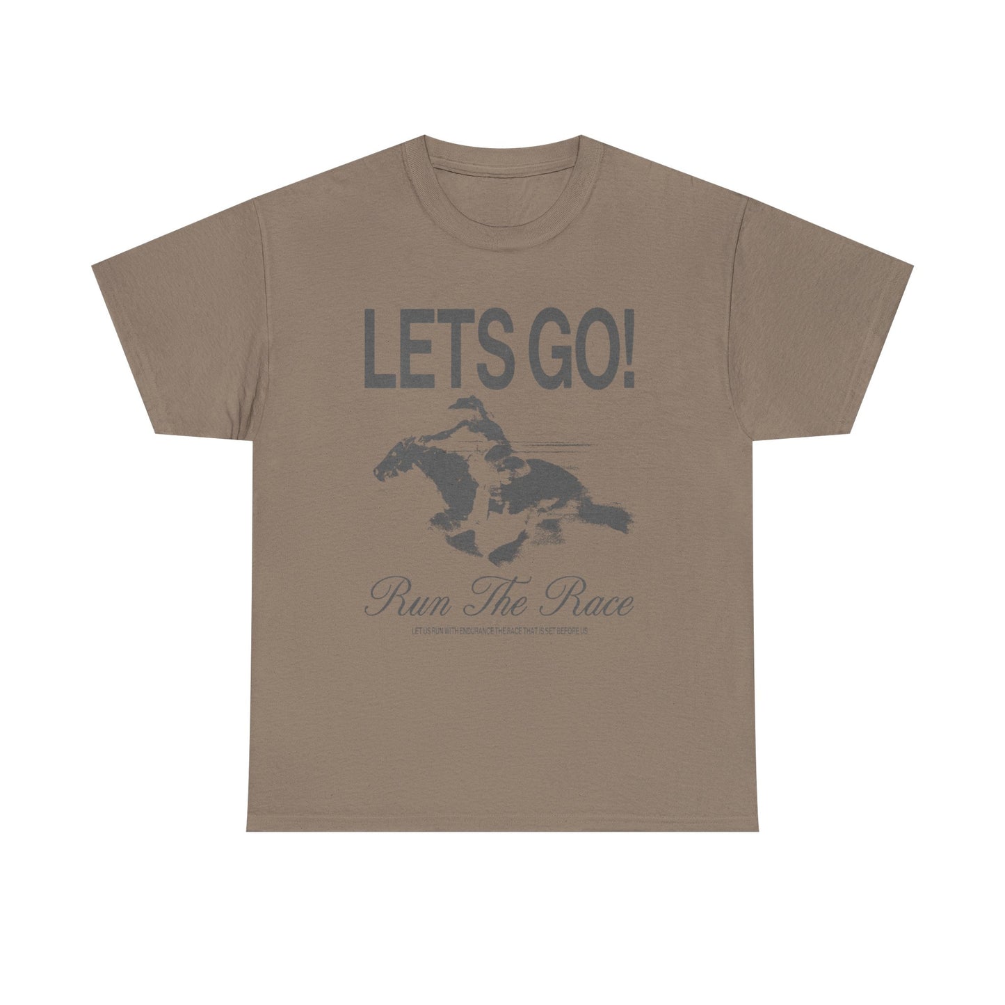 Lets Go Run The Race Graphic T Shirt ADULT NEW