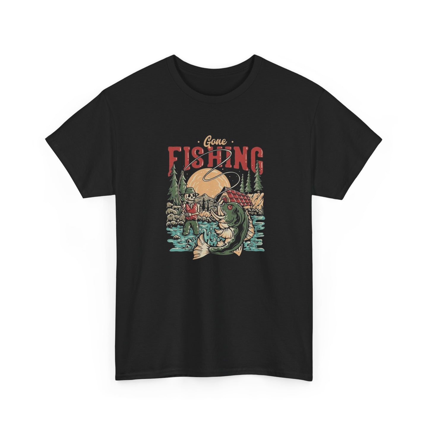 Gone Fishing Graphic T Shirt Unisex Cotton Tee Gift NEW