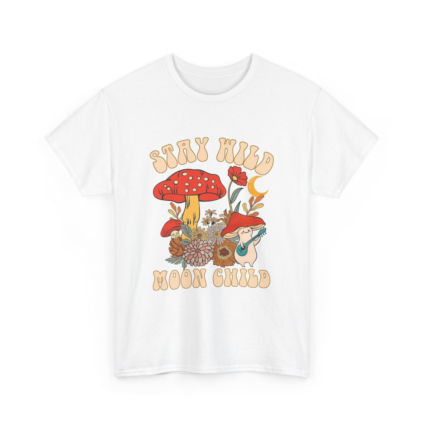 Trippy Mushroom Stay Wild Moon Child Tshirt Mystical Graphic Vibe Unisex Heavy