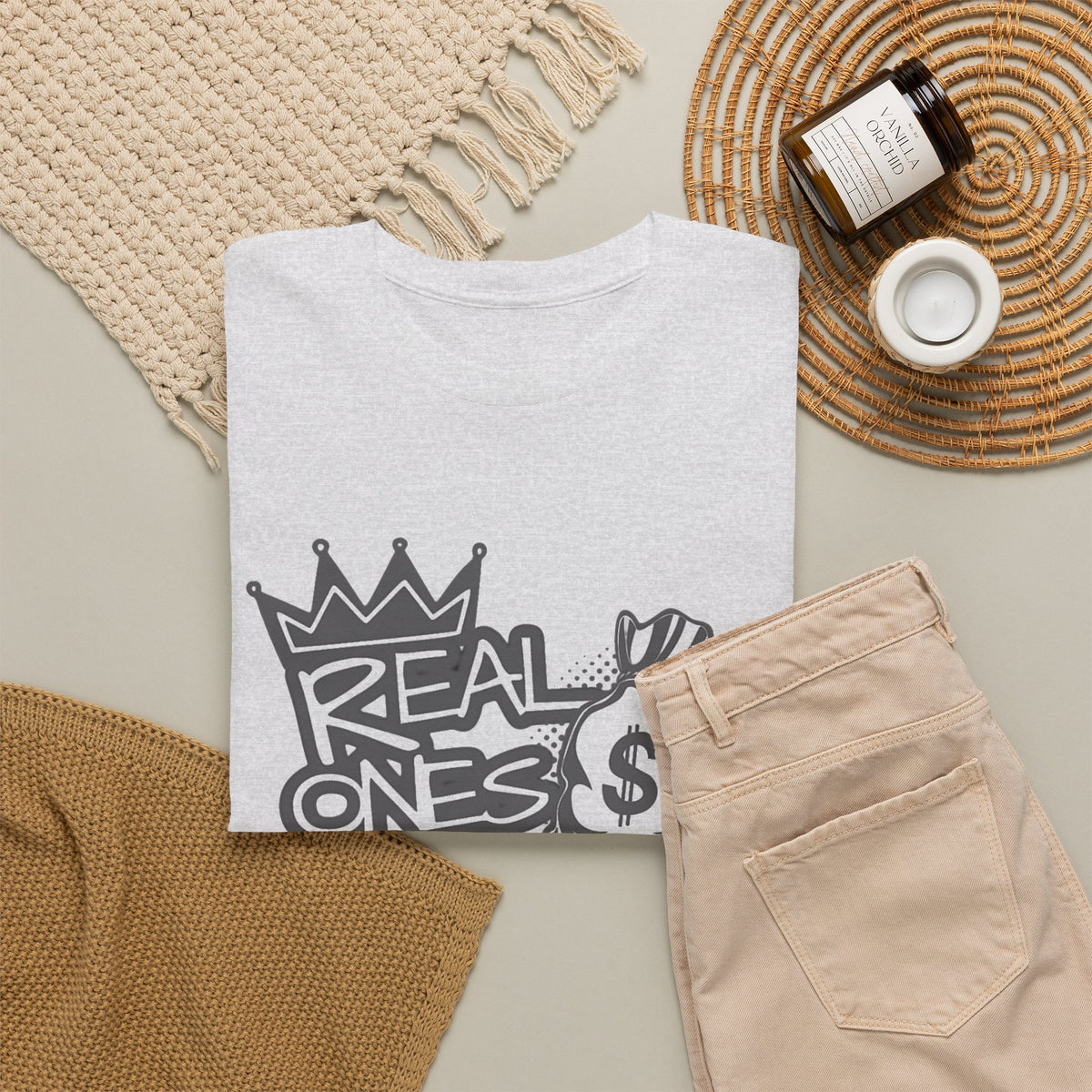 Real Ones Move In Silence Graphic T Shirt Men's Heavy Cotton Tee