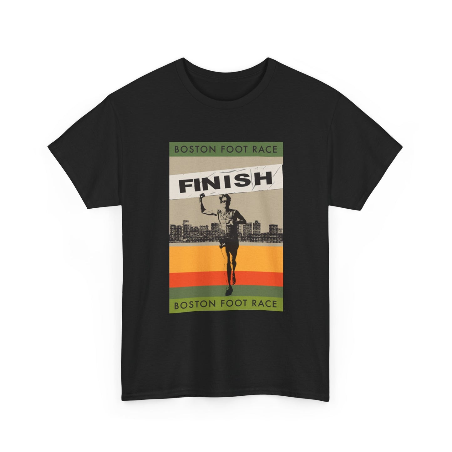 Boston Marathon Tshirt Poster Running Retro Graphic Unisex Heavy Cotton Tee