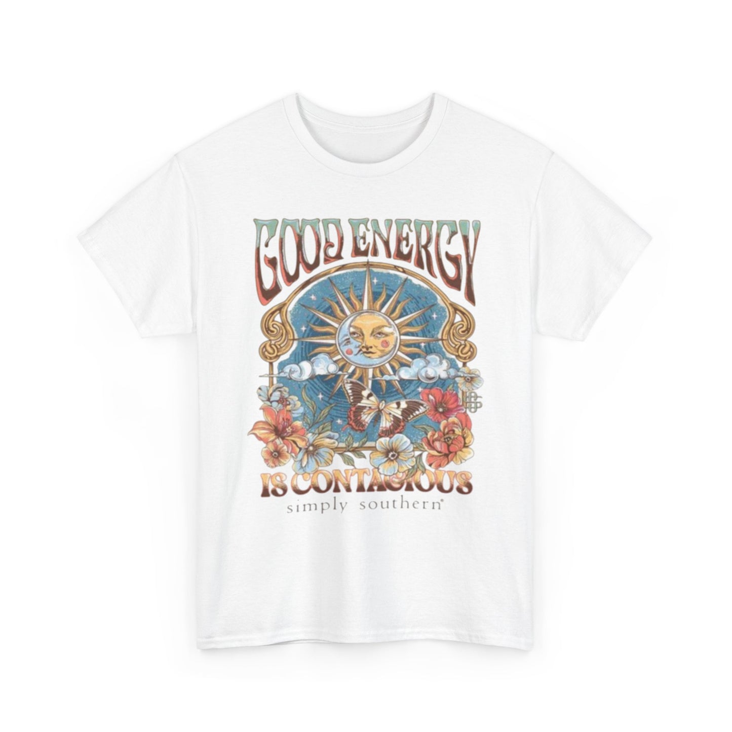 Good Energy Is Contagious Graphic T-Shirt Unisex Heavy Cotton Tee Gift NEW