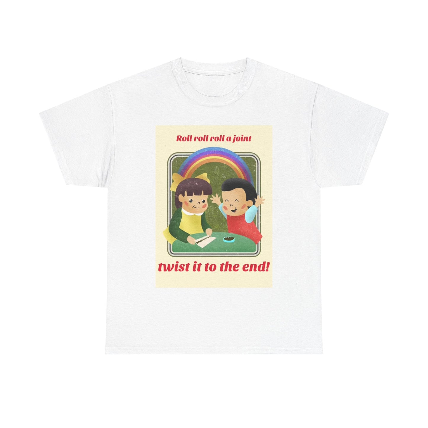 Funny Weed Tshirt roll a joint graphic Rainbow cute Unisex Heavy Cotton Tee