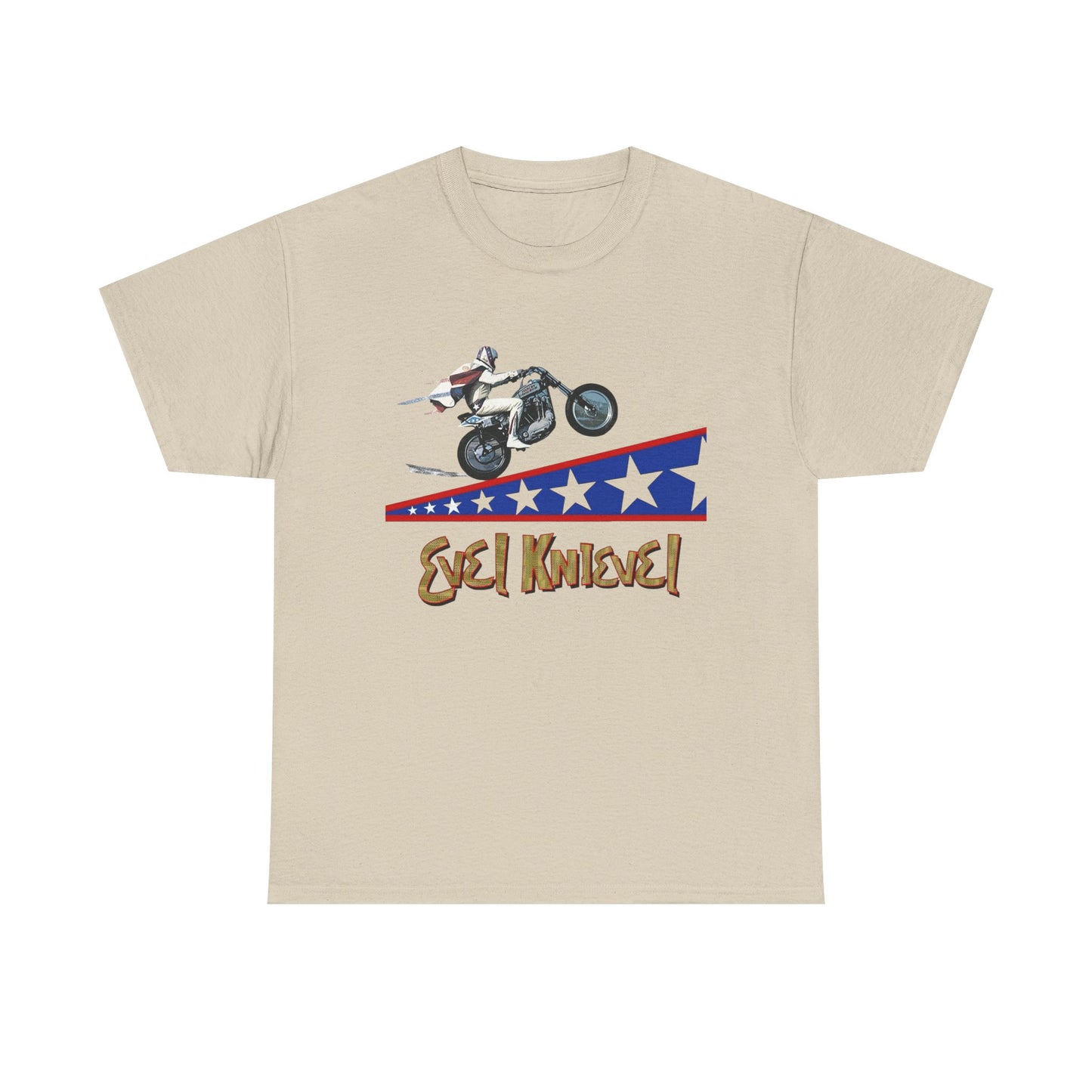 Evel Knievel Motorcycle Stunts Graphic T-Shirt Unisex Heavy Cotton Tee GIFT NEW