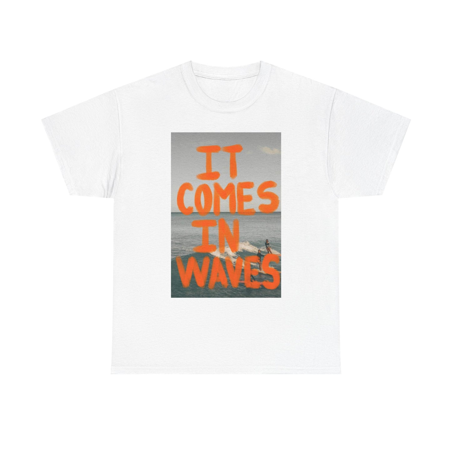 It Comes In Waves Surfing Graphic T Shirt Unisex Heavy Cotton Tee New Gift
