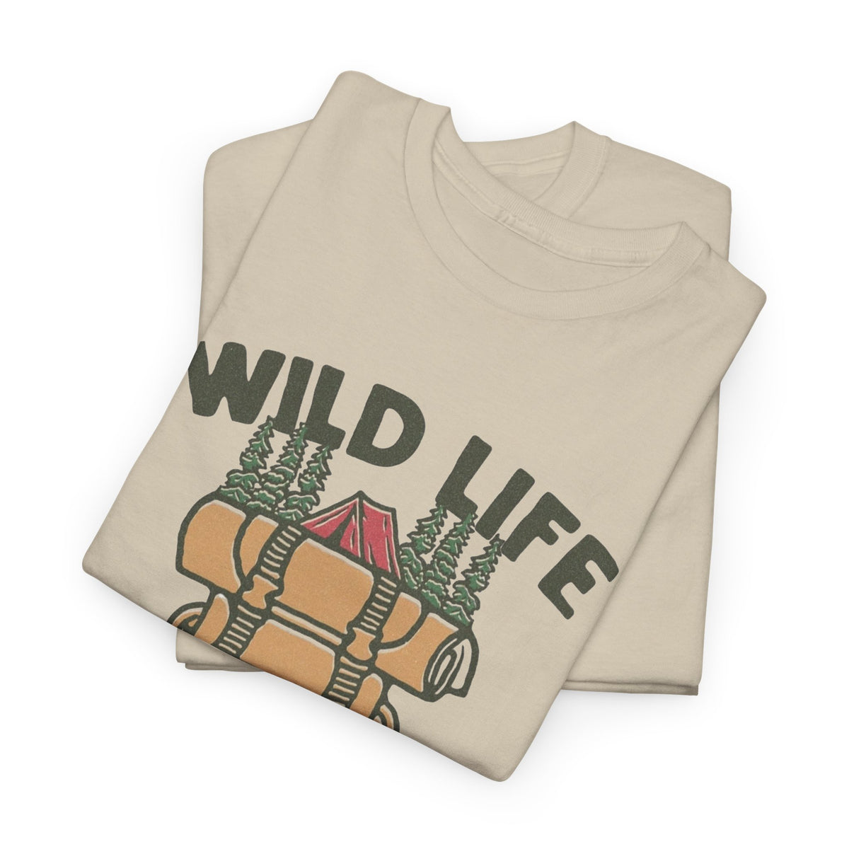 Wild Life Outdoor Camping Graphic T Shirt Men's Heavy Cotton Tee