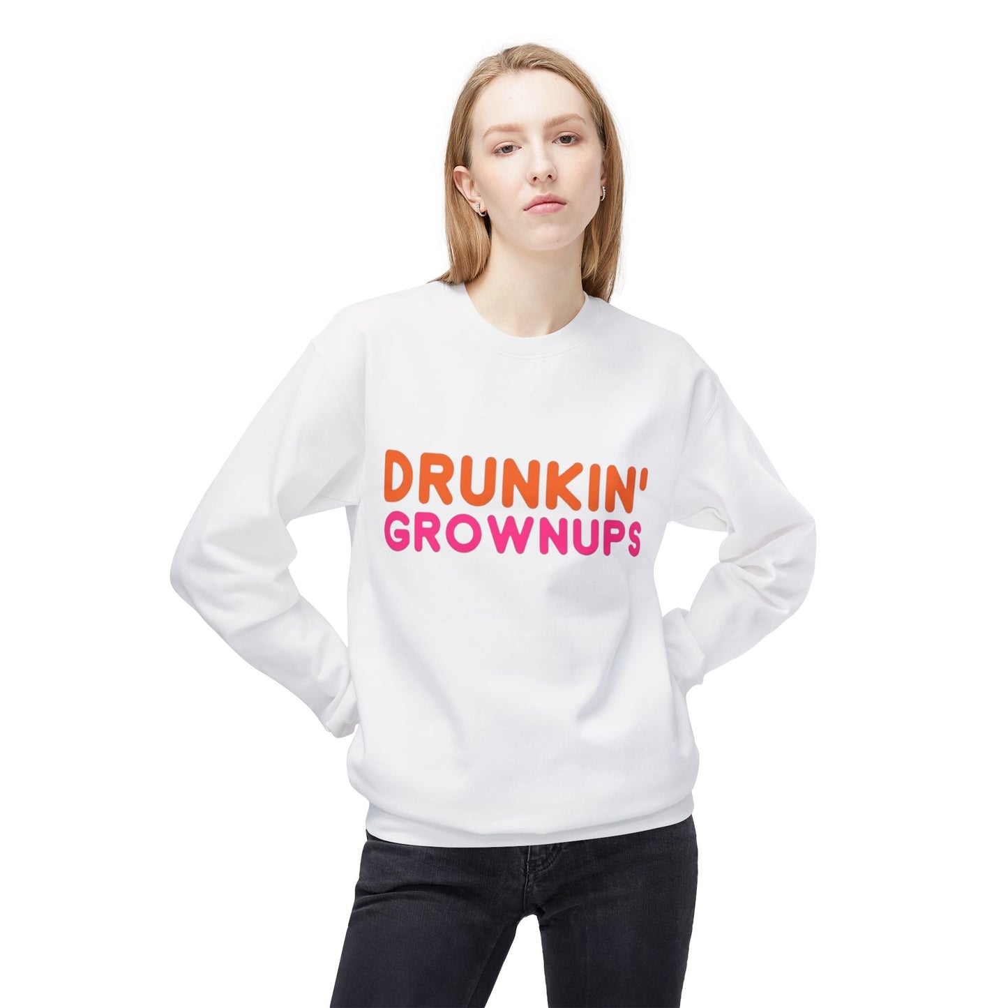 Drunken Grownups Funny Unisex Midweight Softstyle Fleece Crewneck Sweatshirt