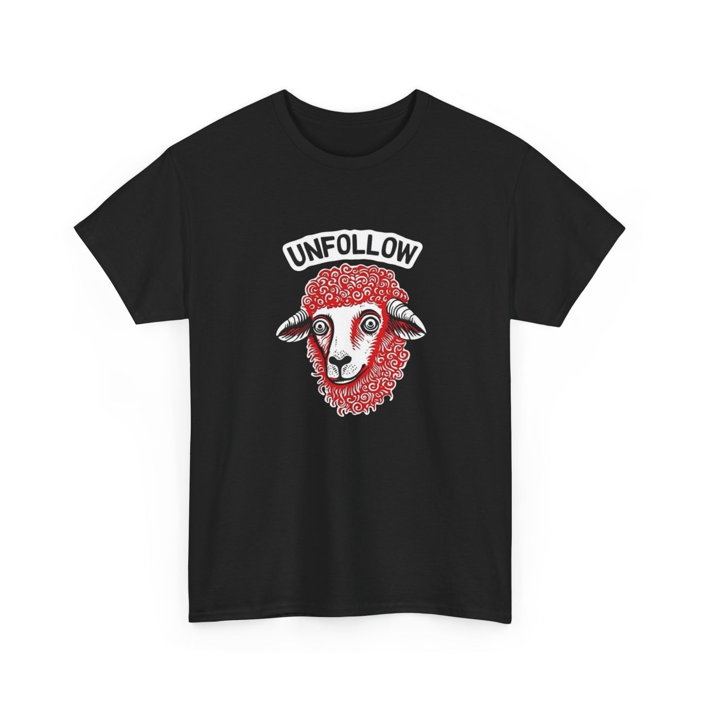 Unfollow Sheep Graphic T Shirt Unisex Heavy Cotton Tee
