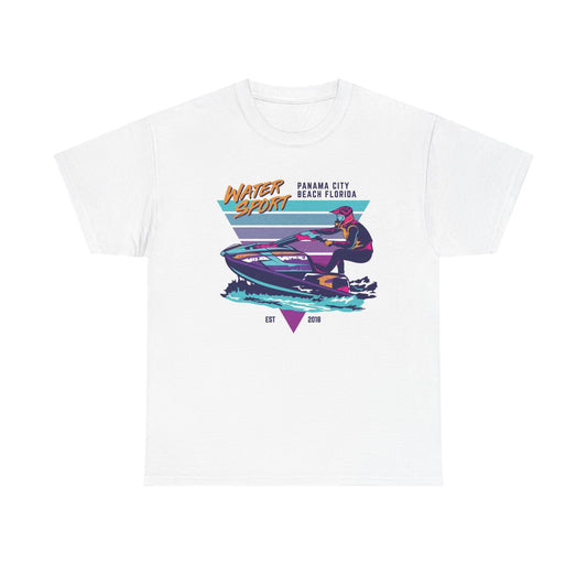 Watersport Panama City Beach Graphic T Shirt Jet Ski Retro Unisex Heavy Cotton