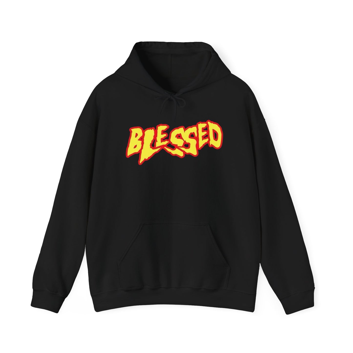 Blessed Vintage Logo Flames Graphic Hoodie Unisex Heavy Blend™ Hooded Sweatshirt