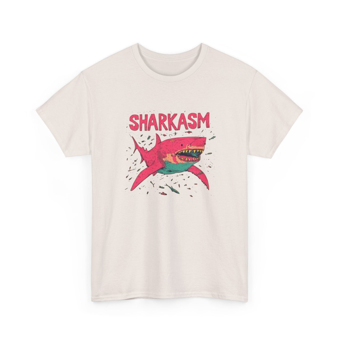 Sharkasm Funny Shark Week Graphic T Shirt NEW ADULT Unisex Heavy Cotton Tee