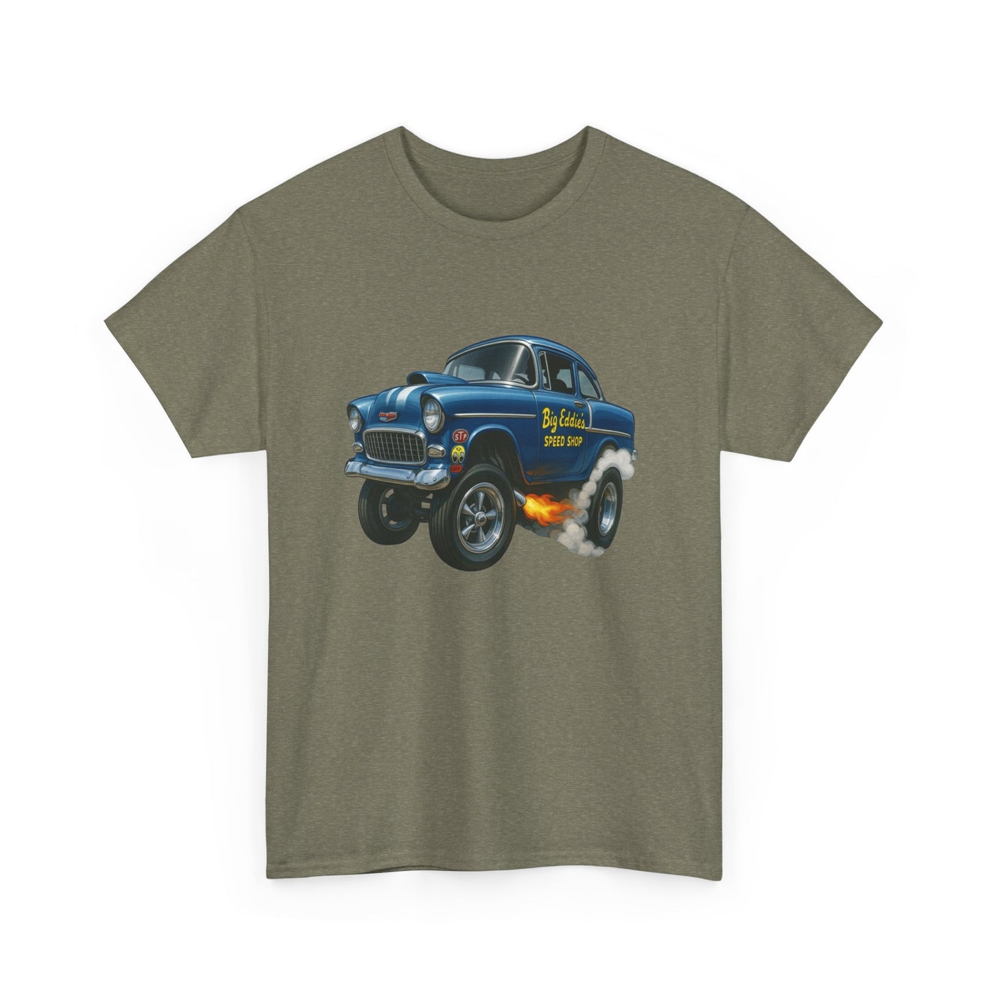 55 Chevy Hotrod Gasser Speed shop Graphic T Shirt Unisex Heavy Cotton Tee NEW