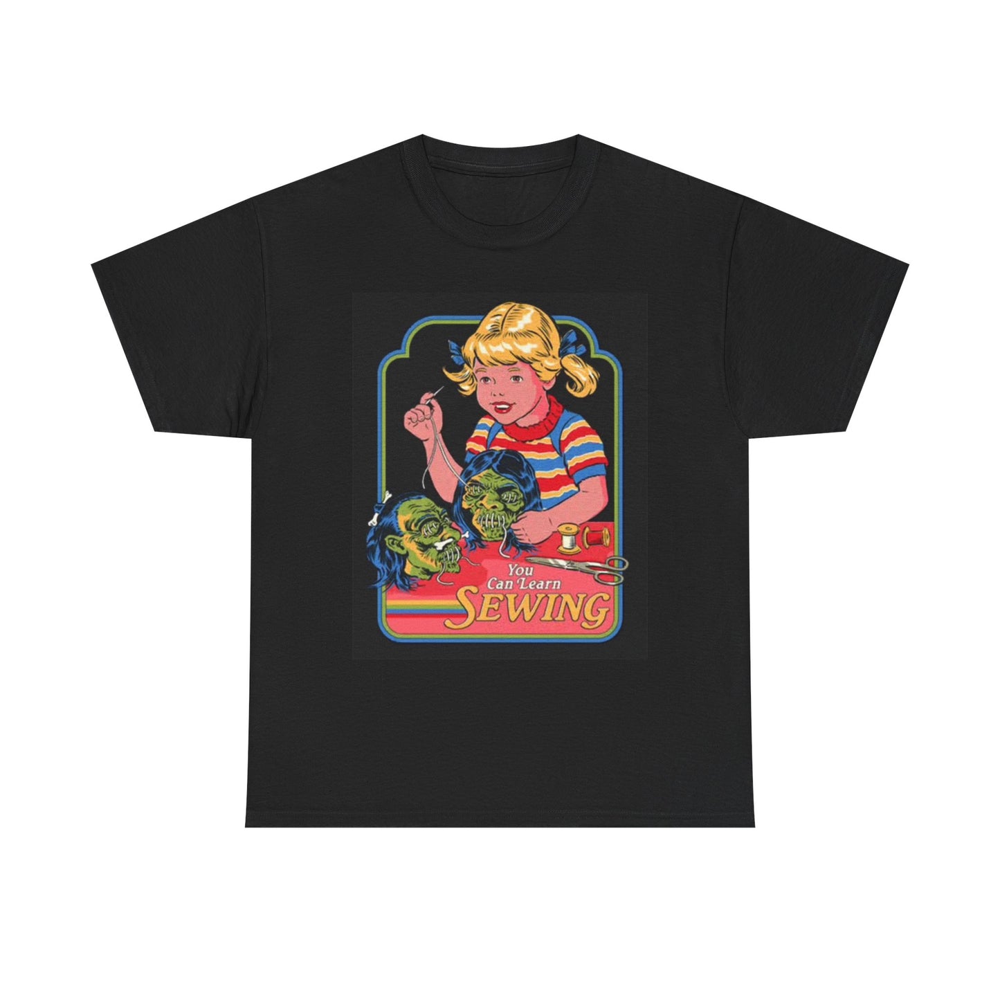 Learn Sewing Graphic T Shirt Vintage Comedy Funny Unisex Heavy Cotton Tee