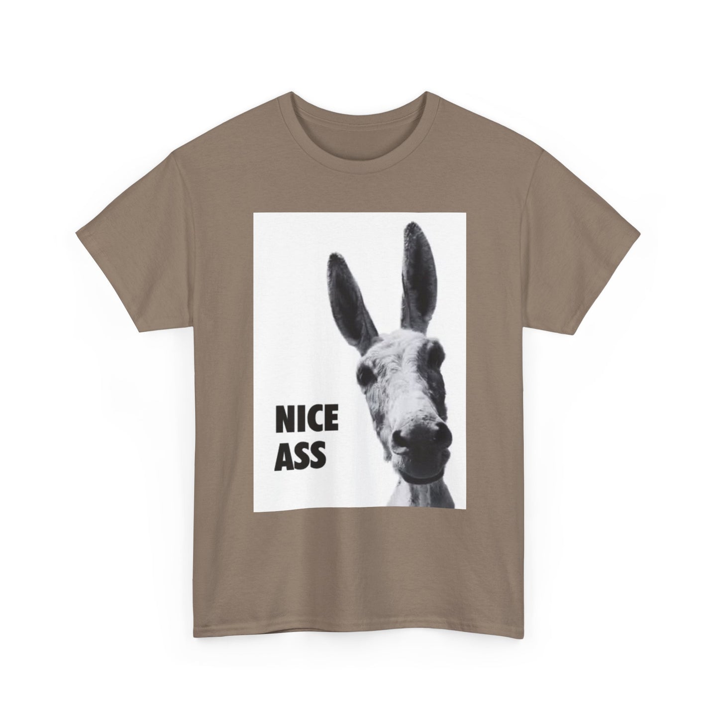 Nice Ass T Shirt Funny Donkey Animal Jokes Comedy Gift Unisex Heavy Cotton Tee