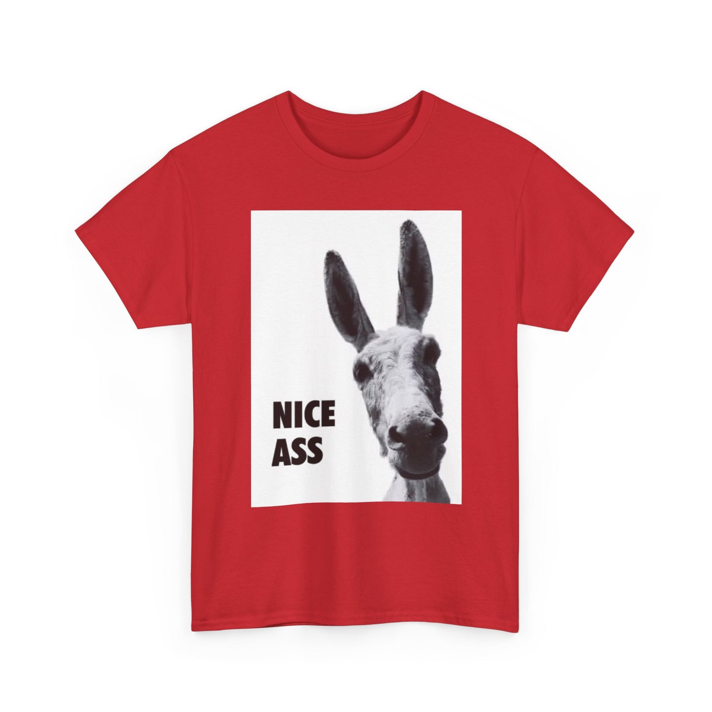 Nice Ass T Shirt Funny Donkey Animal Jokes Comedy Gift Unisex Heavy Cotton Tee