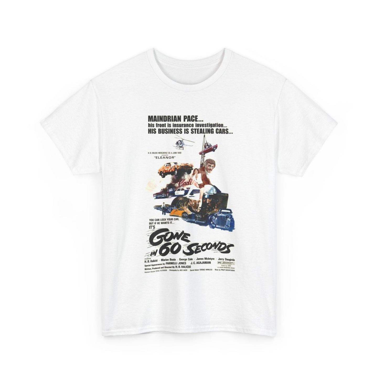 Gone In 60 seconds Tshirt Vintage movie poster Unisex Heavy Cotton Tee