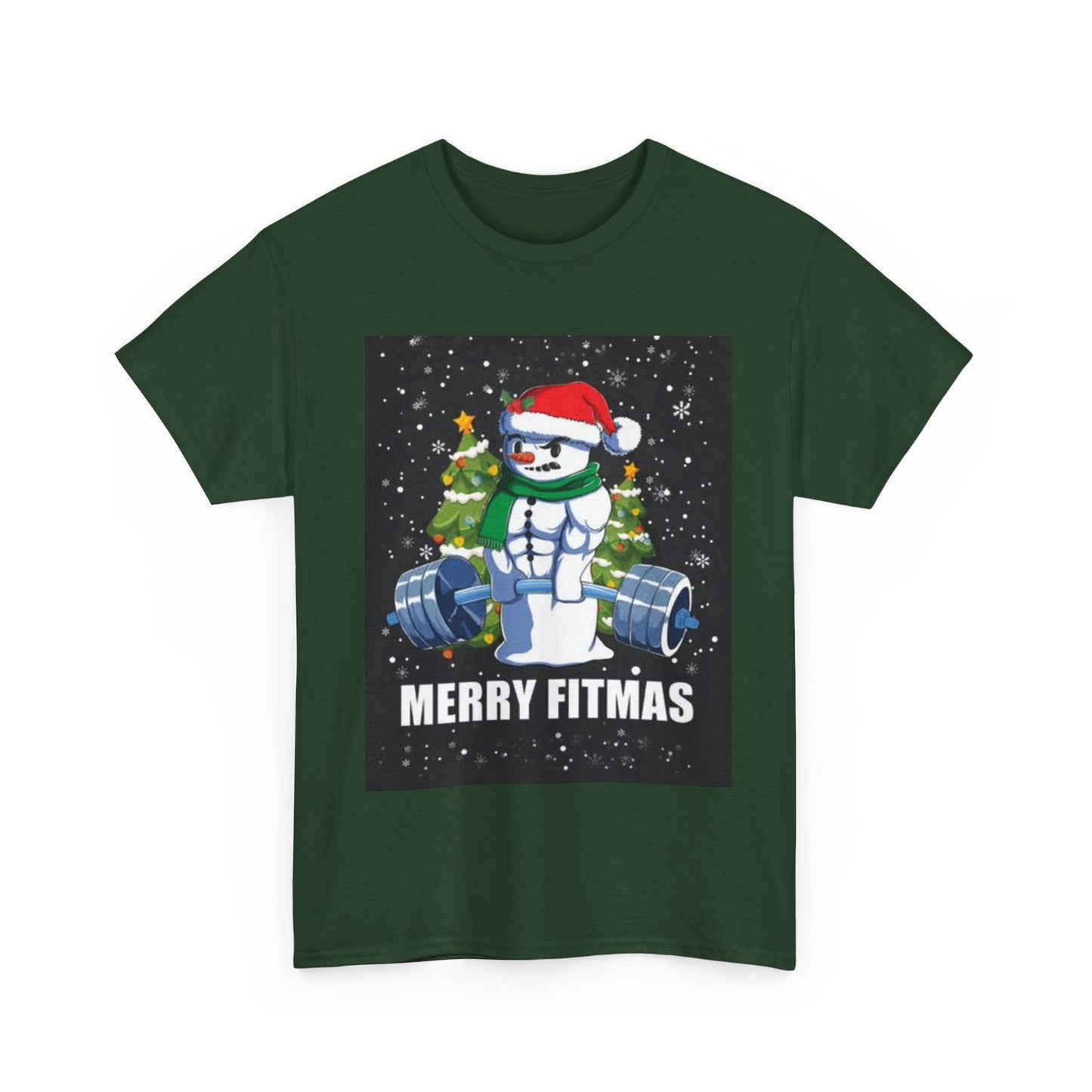 Merry Fitmas Shirt Funny Gym Snowman Christmas Gym Unisex Heavy Cotton Tee