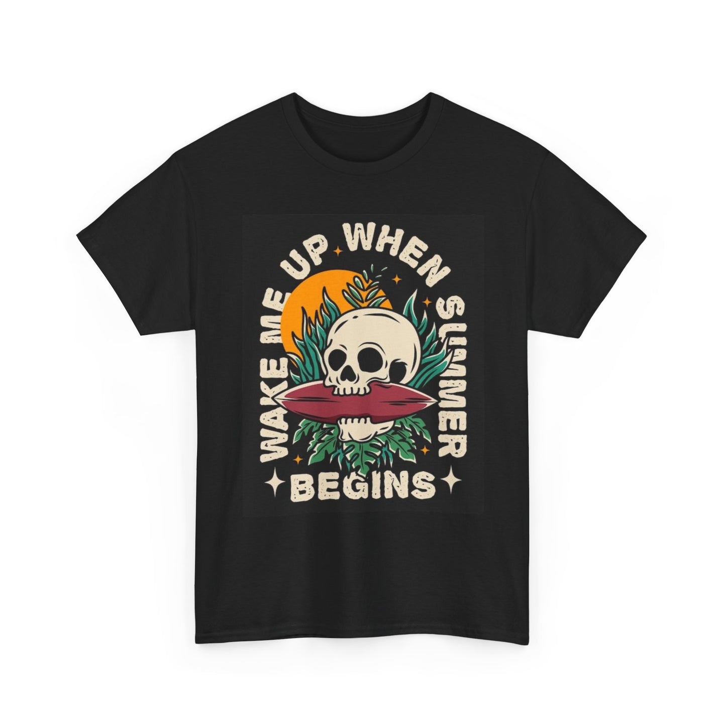 Wake Me Up When Summer Begins Graphic T Shirt Vintage Unisex Heavy Cotton Tee