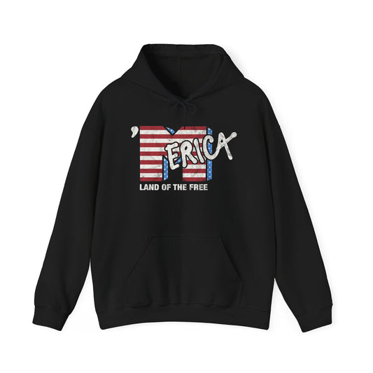 MERICA Land Of The Free Graphic Hoodie Unisex Heavy Blend™ Hooded Sweatshirt