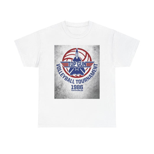 Top gun Volleyball tournament T Shirt Retro Graphic Unisex Heavy Cotton Tee