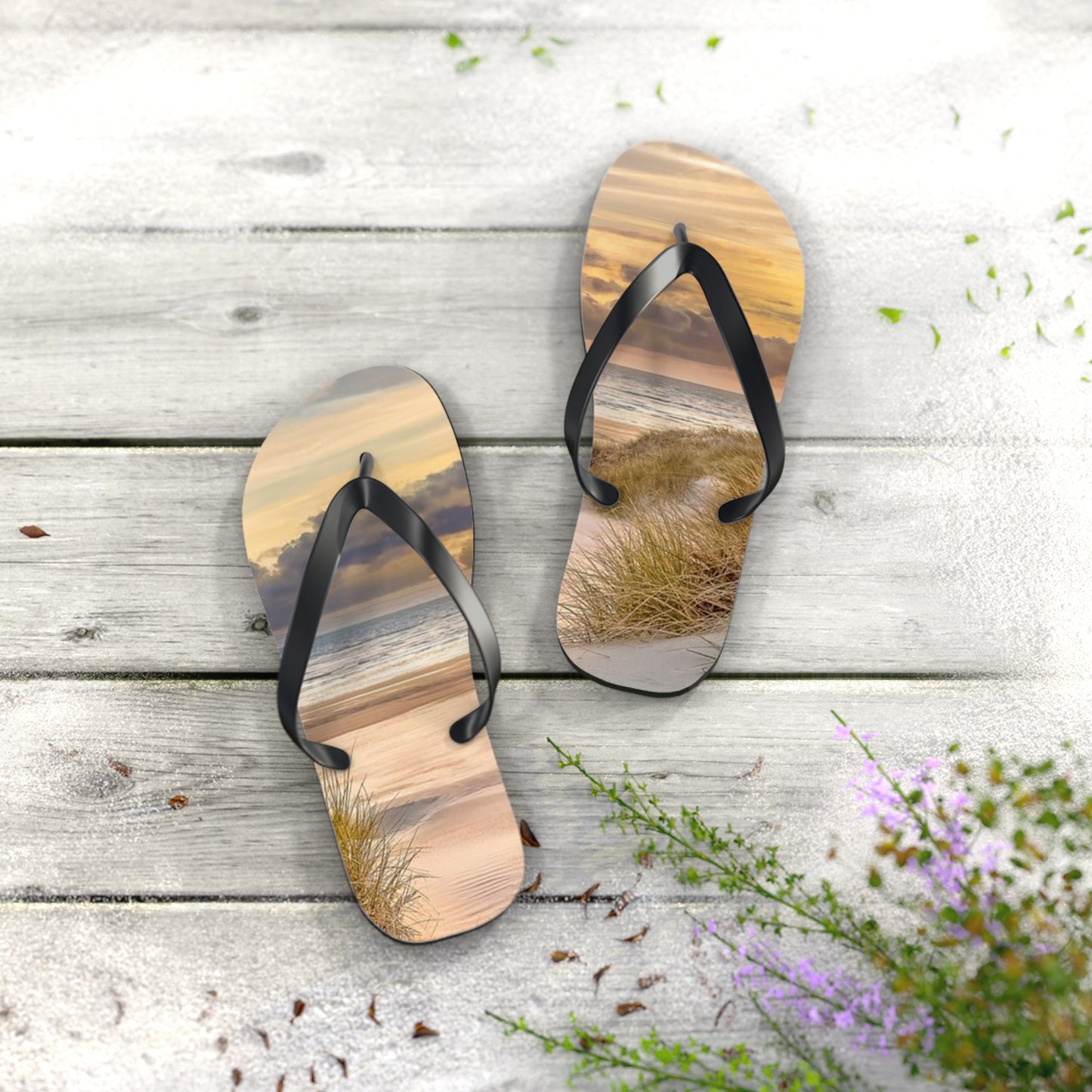 Beach Sunset Flip Flops, Sandals Slides, Summer Footwear, Brand New