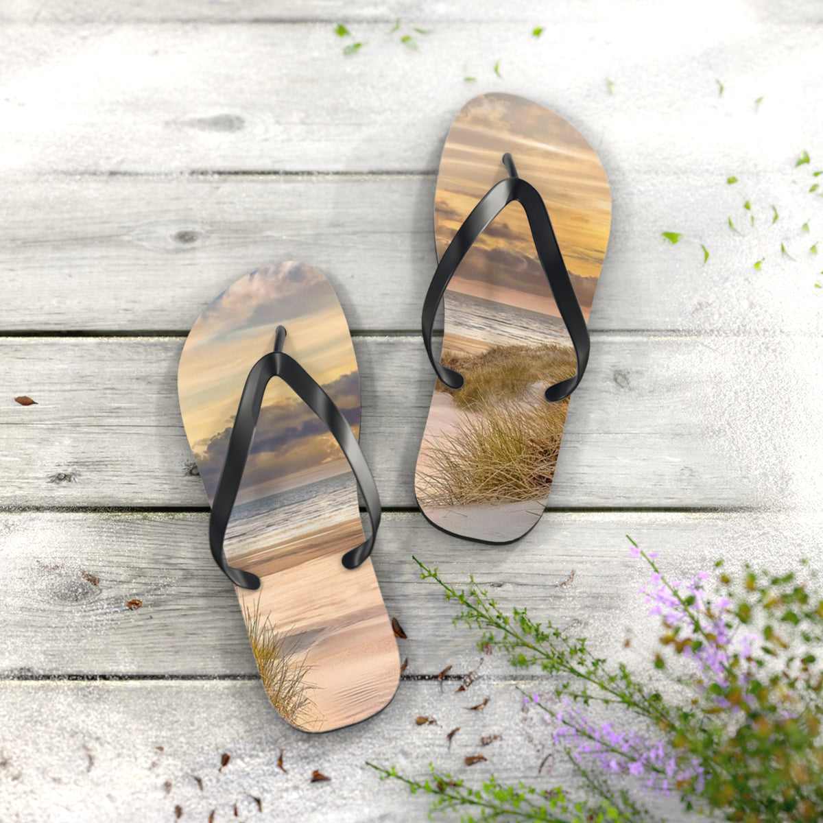 Beach Sunset Flip Flops, Sandals Slides, Summer Footwear, Brand New