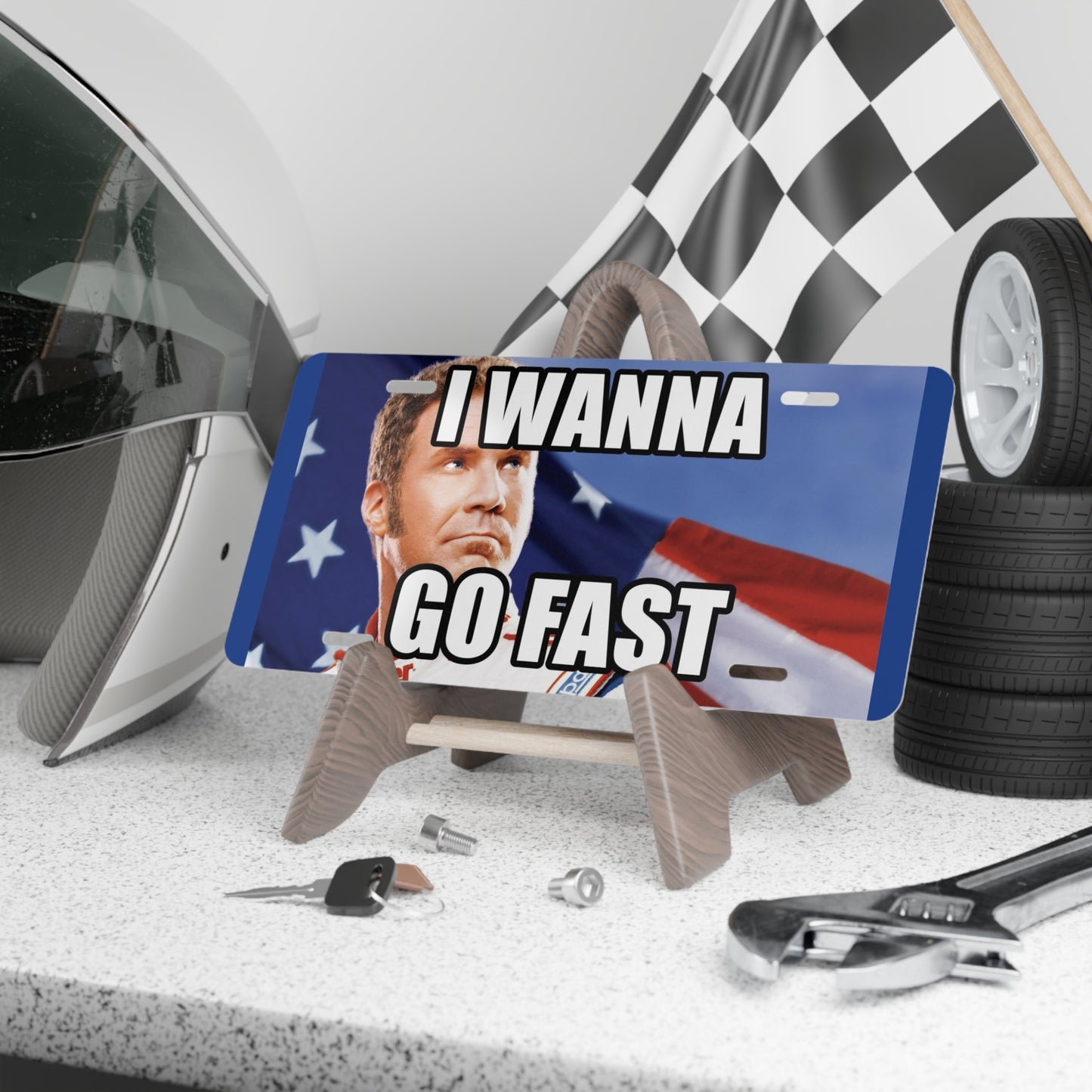 Talladega Nights I Wanna Go Fast Comedy Vanity License Plate Funny